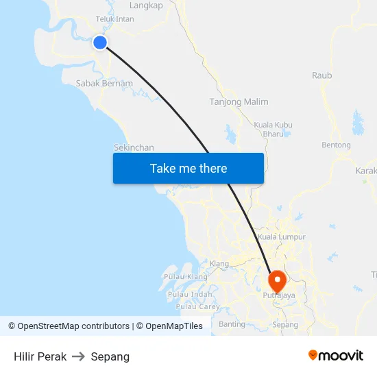 Hilir Perak to Sepang map