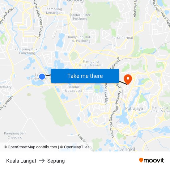 Kuala Langat to Sepang map