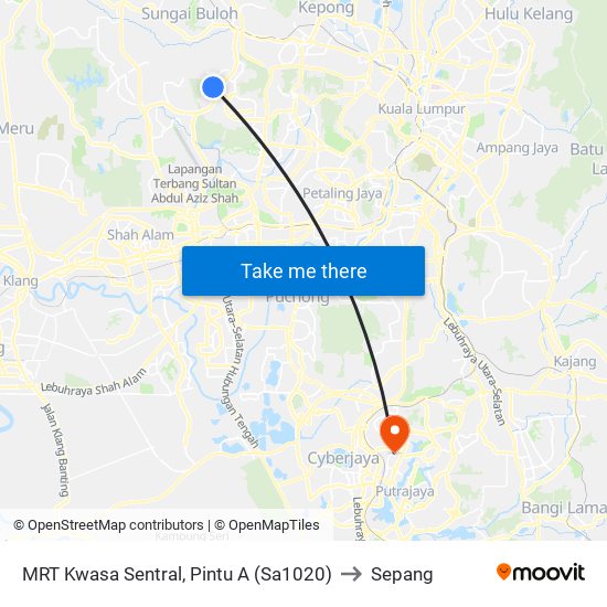 MRT Kwasa Sentral, Pintu A (Sa1020) to Sepang map