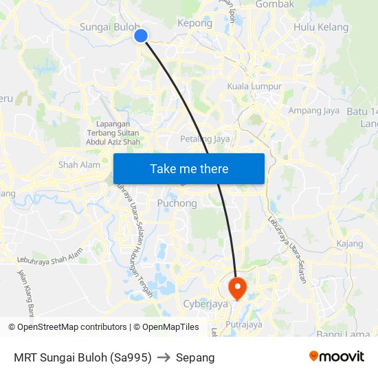 MRT Sungai Buloh (Sa995) to Sepang map