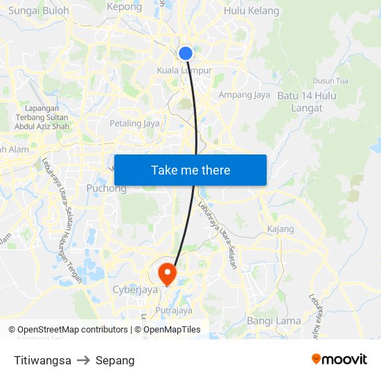 Titiwangsa to Sepang map