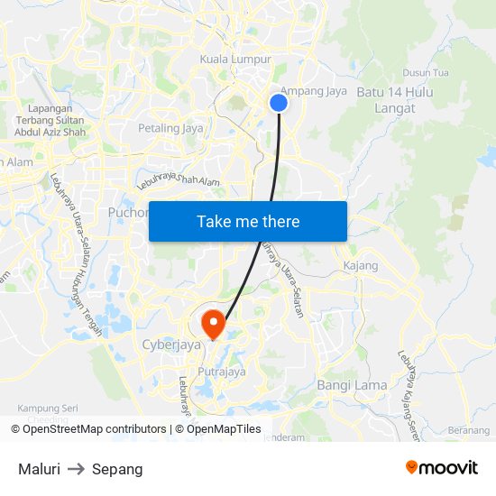 Maluri to Sepang map