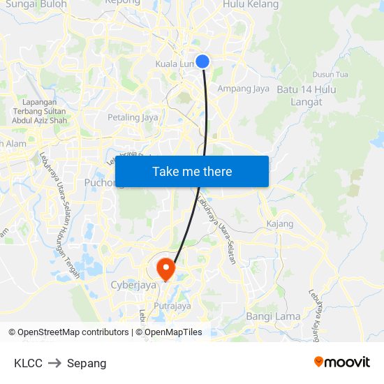 KLCC to Sepang map