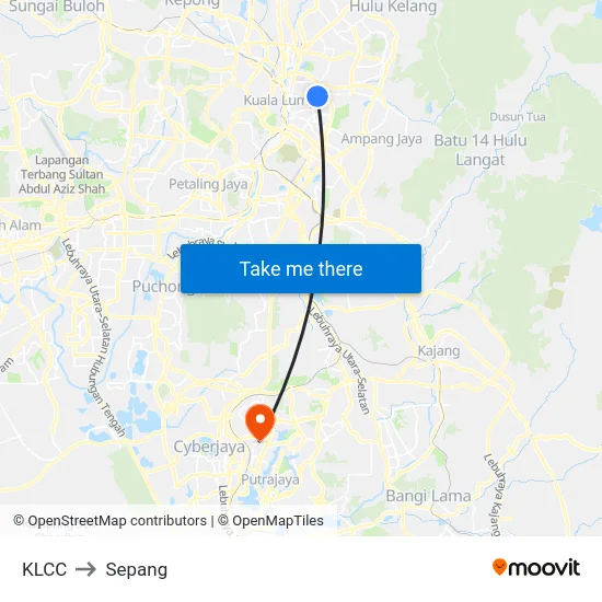 KLCC to Sepang map
