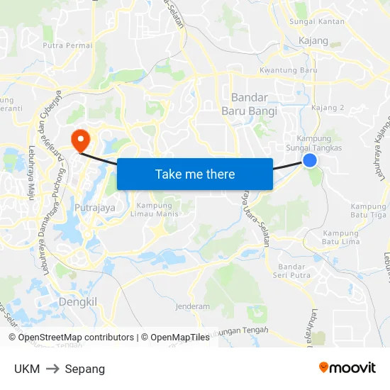 UKM to Sepang map