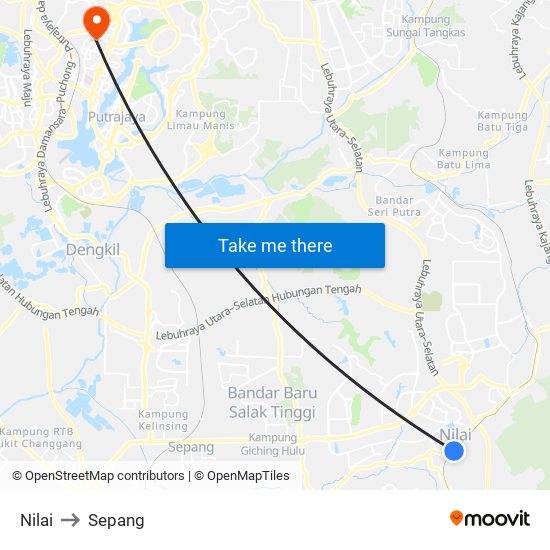 Nilai to Sepang map