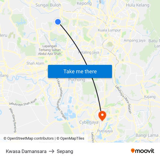 Kwasa Damansara to Sepang map