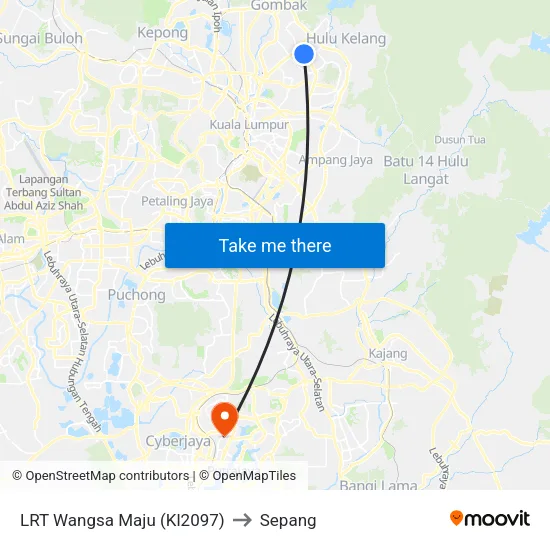 LRT Wangsa Maju (Kl2097) to Sepang map