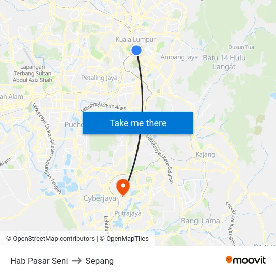 Hab Pasar Seni to Sepang map
