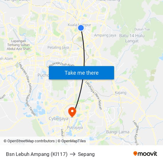 Bsn Lebuh Ampang (Kl117) to Sepang map