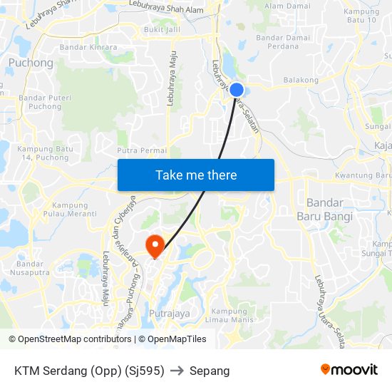 KTM Serdang (Opp) (Sj595) to Sepang map