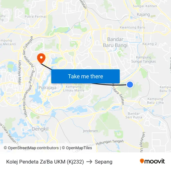Kolej Pendeta Za'Ba UKM (Kj232) to Sepang map
