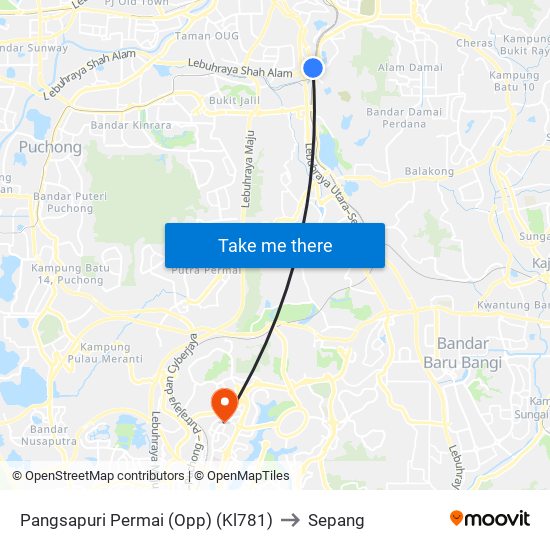 Pangsapuri Permai (Opp) (Kl781) to Sepang map