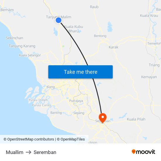 Muallim to Seremban map