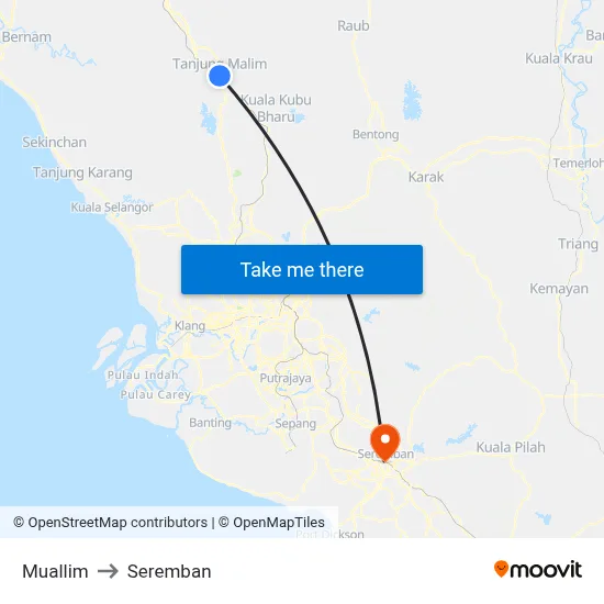 Muallim to Seremban map