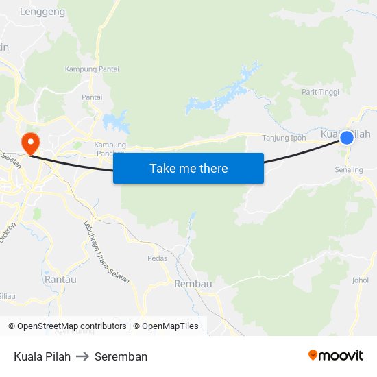 Kuala Pilah to Seremban map