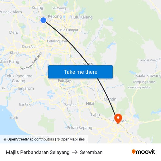 Majlis Perbandaran Selayang to Seremban map