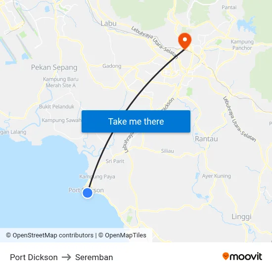 Port Dickson to Seremban map