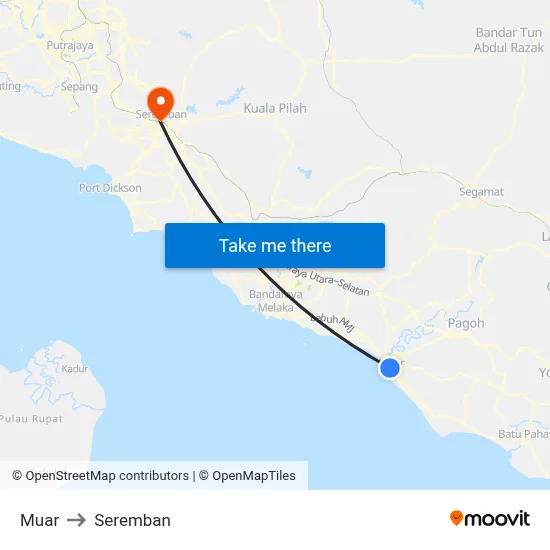 Muar to Seremban map