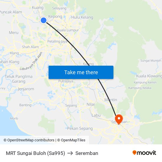 MRT Sungai Buloh (Sa995) to Seremban map