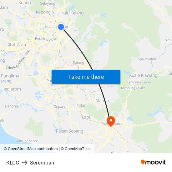 KLCC to Seremban map