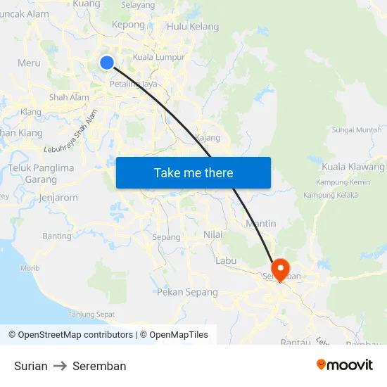 Surian to Seremban map