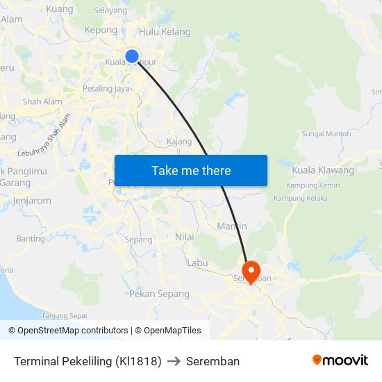 Terminal Pekeliling (Kl1818) to Seremban map