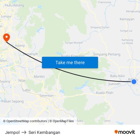 Jempol to Seri Kembangan map