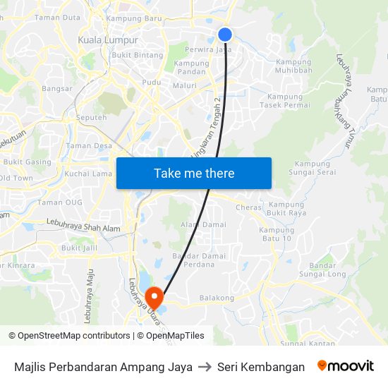 Majlis Perbandaran Ampang Jaya to Seri Kembangan map