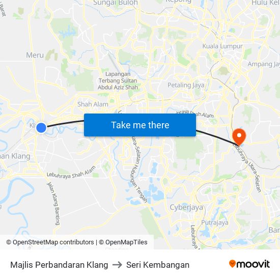 Majlis Perbandaran Klang to Seri Kembangan map