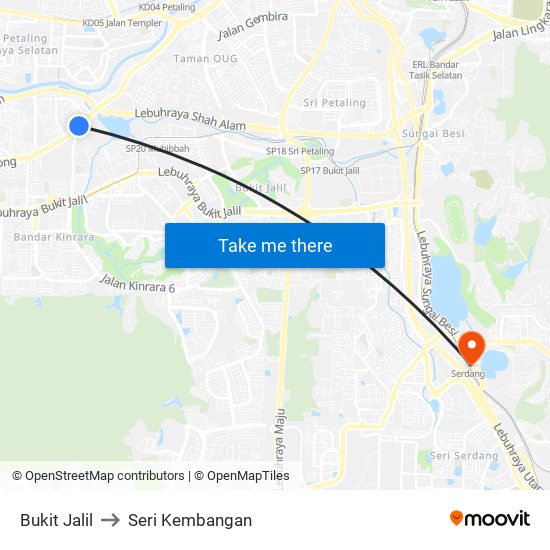 Bukit Jalil to Seri Kembangan map