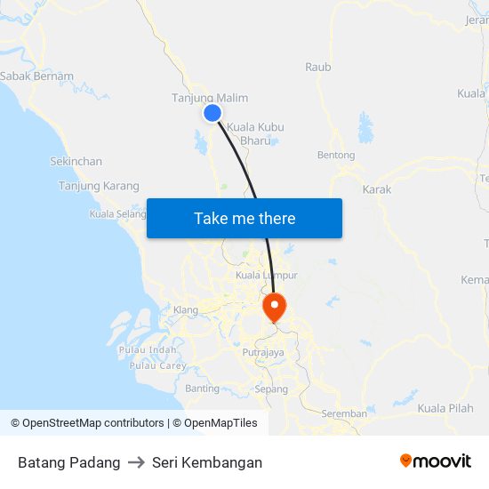 Batang Padang to Seri Kembangan map