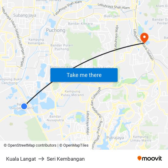 Kuala Langat to Seri Kembangan map