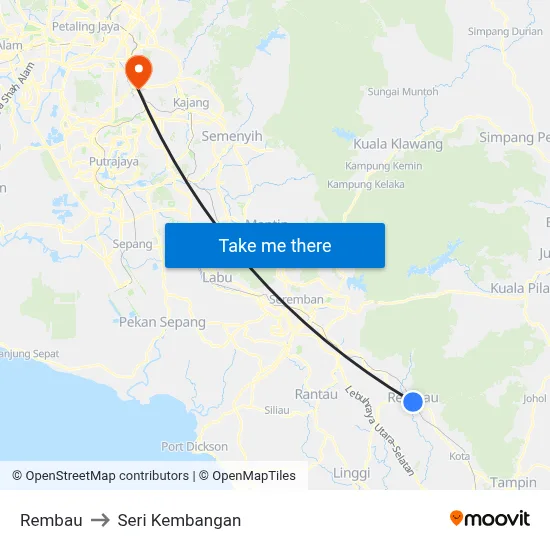 Rembau to Seri Kembangan map