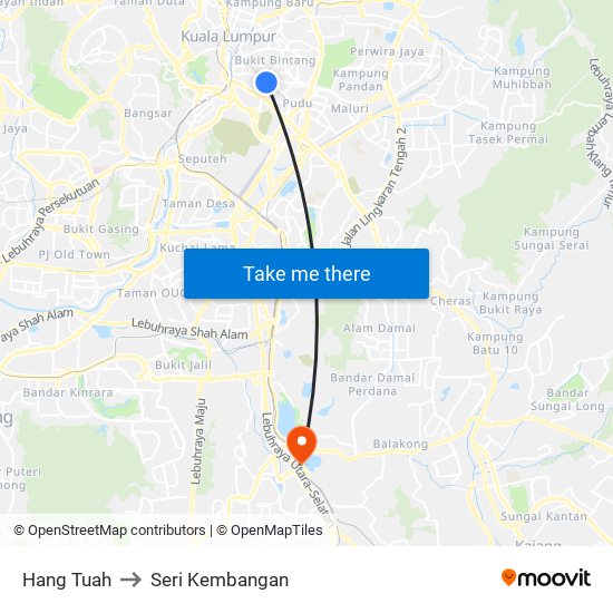 Hang Tuah to Seri Kembangan map