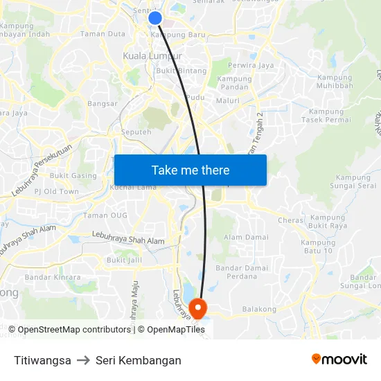 Titiwangsa to Seri Kembangan map