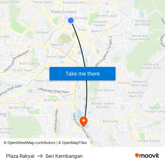 Plaza Rakyat to Seri Kembangan map