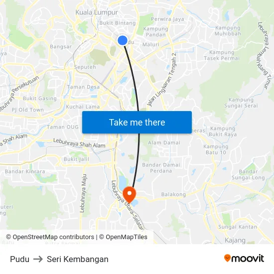 Pudu to Seri Kembangan map