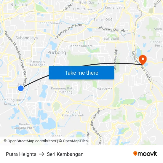 Putra Heights to Seri Kembangan map