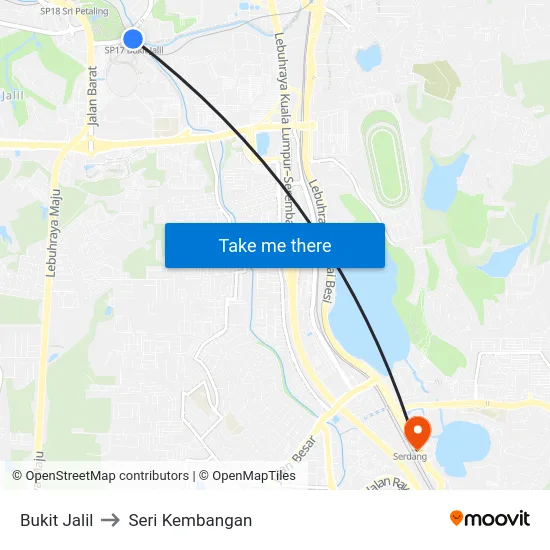 Bukit Jalil to Seri Kembangan map