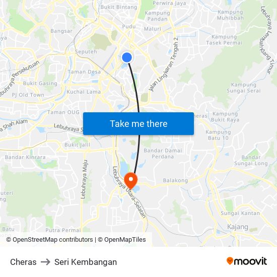 Cheras to Seri Kembangan map