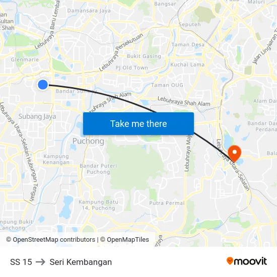SS 15 to Seri Kembangan map