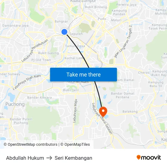 Abdullah Hukum to Seri Kembangan map