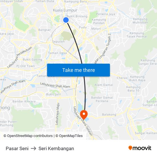 Pasar Seni to Seri Kembangan map