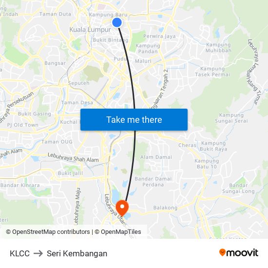 KLCC to Seri Kembangan map