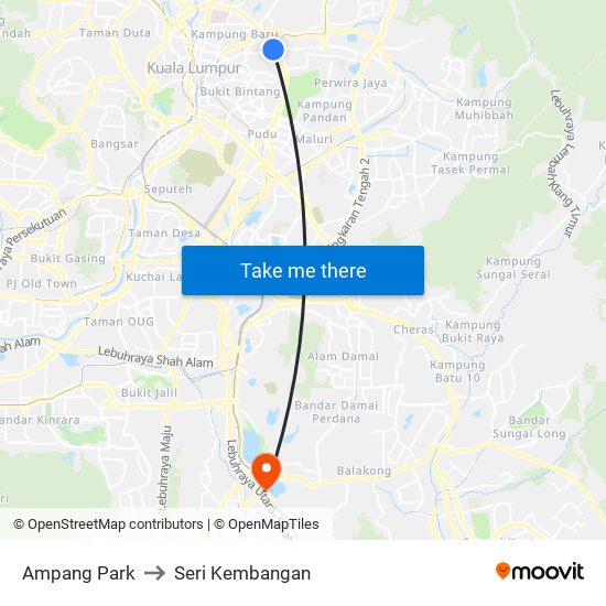 Ampang Park to Seri Kembangan map