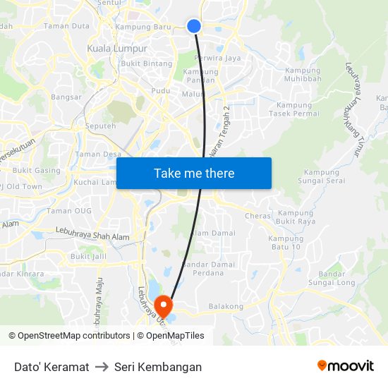 Dato' Keramat to Seri Kembangan map