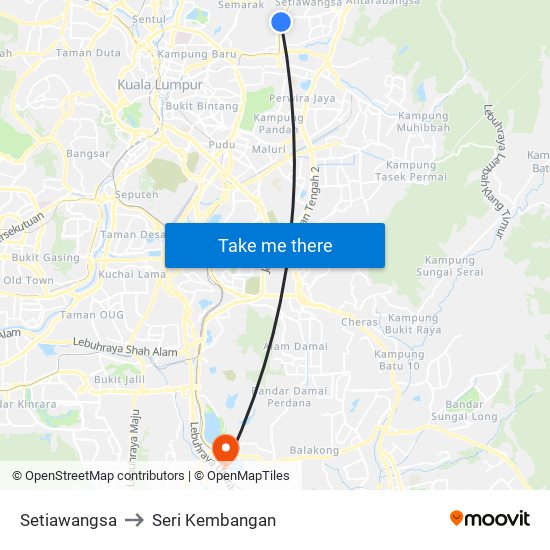 Setiawangsa to Seri Kembangan map