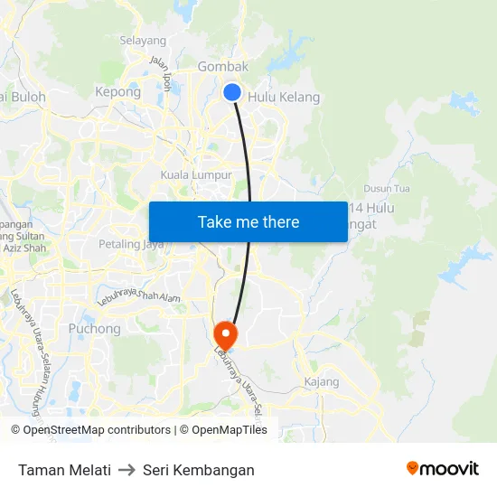 Taman Melati to Seri Kembangan map