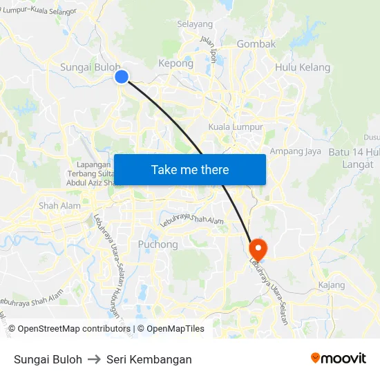Sungai Buloh to Seri Kembangan map